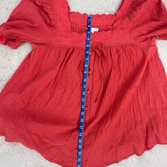Easel Women's Boho Cottage Farmers Market Summer Tunic Embroidered Red Sz Small - Picture 6 of 6
